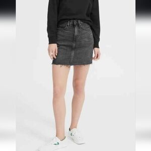Everlane The Denim Cut Off Mini Skirt In Gray Size 23